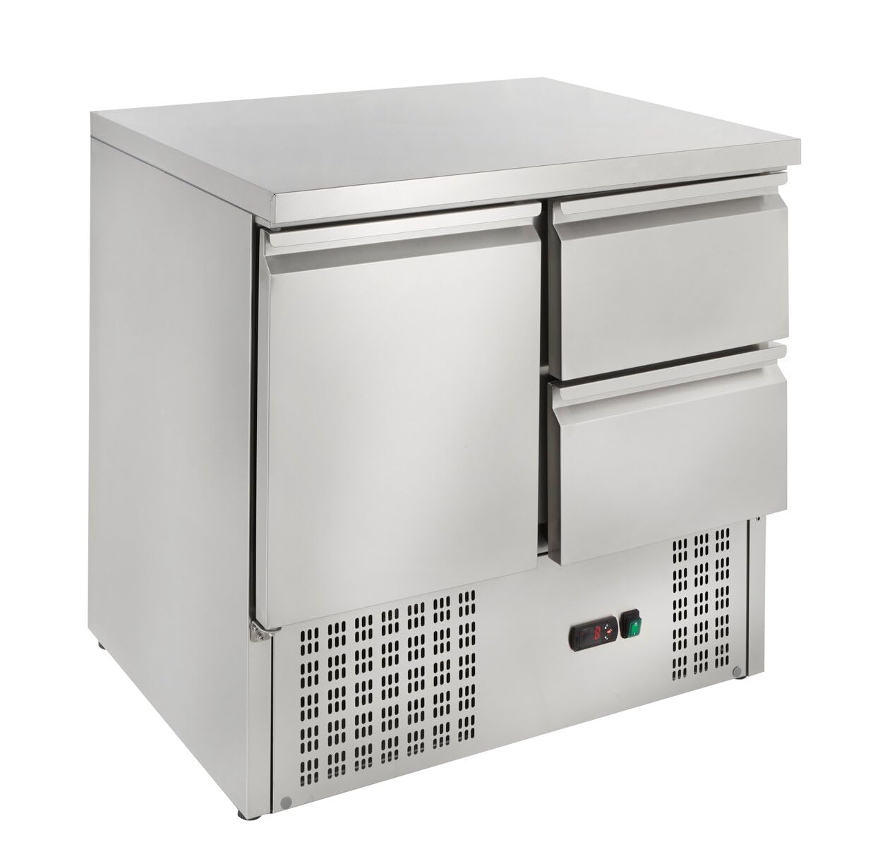 GastroHero Kühltisch, 230L, 1 Boden, 2 Schubladen, Edelstahl SH901-2D