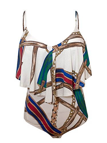 eVogues Plus Size Tiered Sleeveless Bodysuit White - 1X