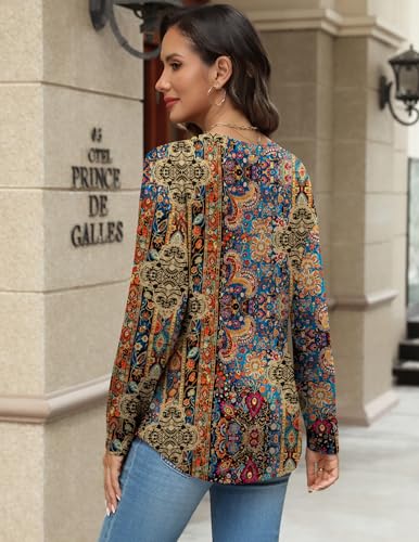 Zeagoo Long Sleeve Shirts for Women Henley T Shirts Loose Fit Tunics Dressy Casual Work Blouses Fall Fashion Tops4