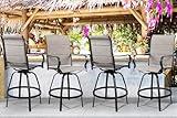 Shintenchi 4 Piece Patio Swivel Bar Stools, All-Weather Padded Textile Outdoor...