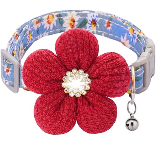 Small Dog Collar with Flower, Cute Dog Collars for Small Dogs with Bell - image 1