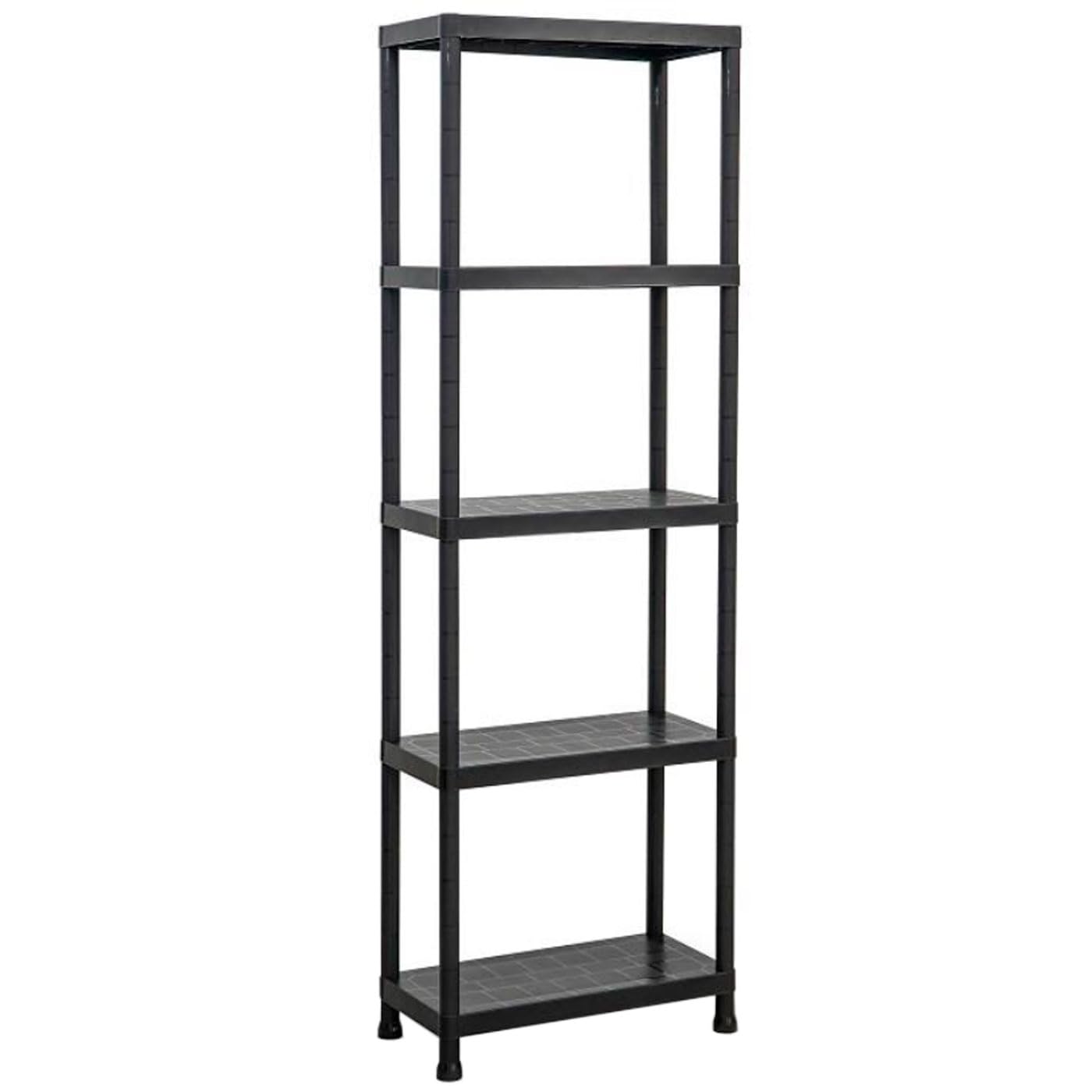 Acan Tradineur - Estantería Modular de plástico, 5 baldas, Capacidad Carga 125 kg, fácil Montaje, almacenaje, Garaje, trastero, Fabricada en España (Negro - 180 x 60 x 30 cm)
