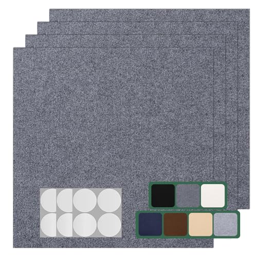 VallisCo 30 Pack Carpet Tile - 12” X 12” Self Adhesive Carpet Floor Tiles Anti-Slip Squares Peel and Stick Floor Tile DIY Installation for Bedroom (Dark Gray)