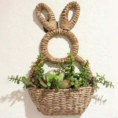 Panier suspendu en osier pour Pâques et décoration murale - 3