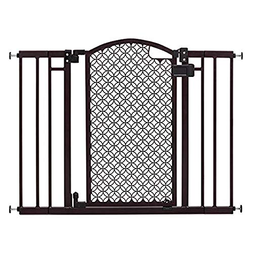 Summer Modern Home Decorative Walk-Thru Baby Gate, Metal with Bronze Finish, Decorative Arched