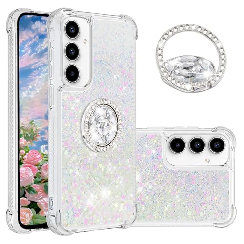 Coque Samsung A55 liquide paillettes LSJ en silicone avec béquille