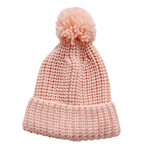 FRCOLOR Hand-Knitted Winter Hat for Boys Knitted Cap Warm Woolen Hat Boy Girl Windproof Casual Pink