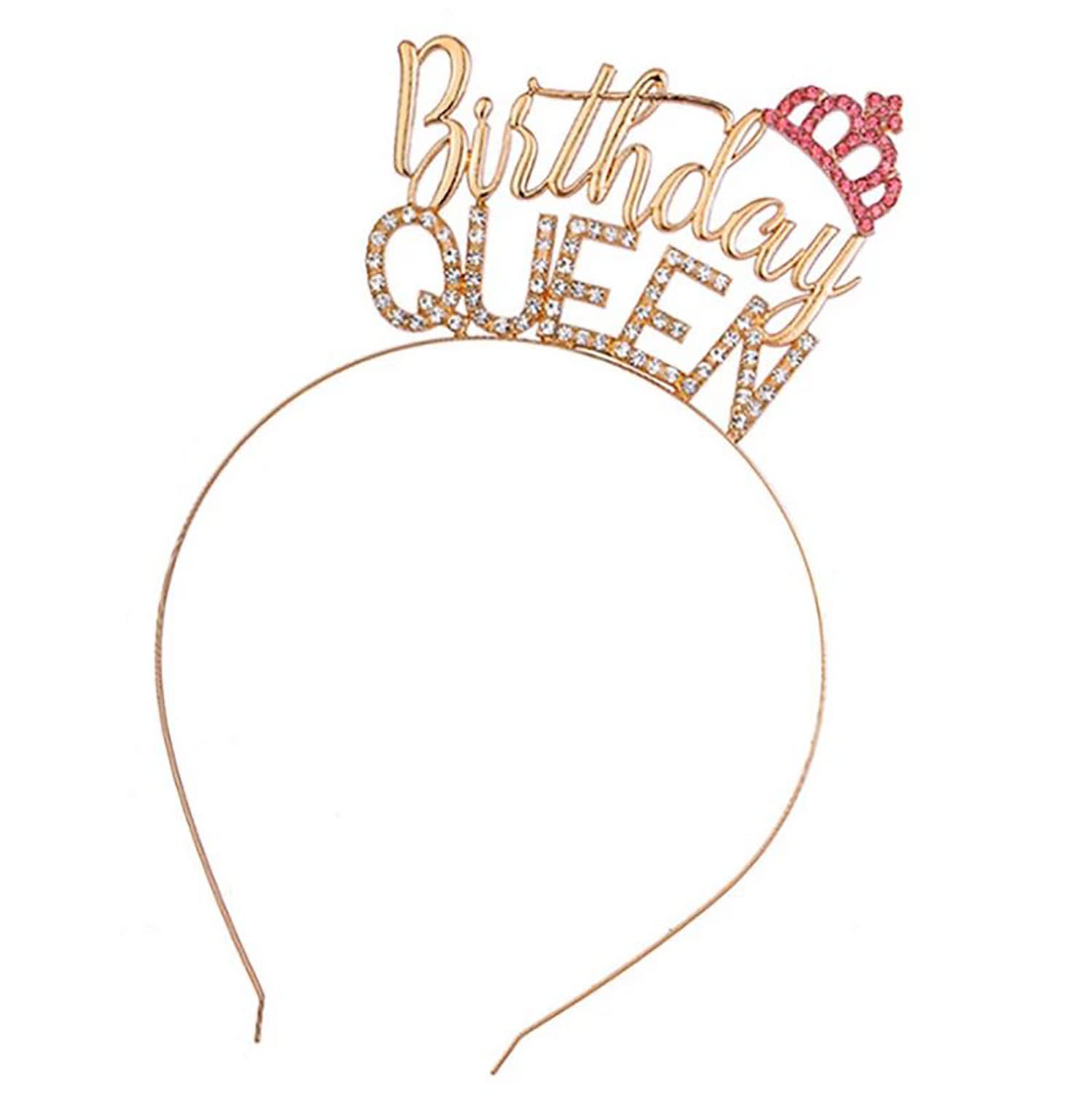 Birthday Queen Gold Plated Stone Studded Tiara Headband (Metal)-image-27