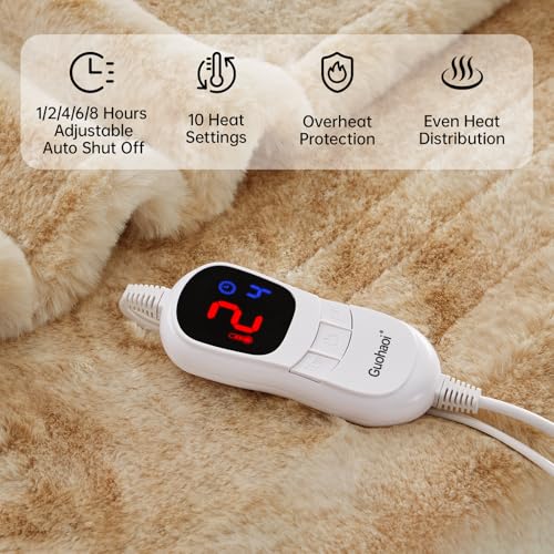 Guohaoi Heated Blanket, Soft Faux Rabbit Fur Electric Throw, 72"×84" - image 4
