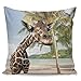 Funda de cojín decorativa de Winter Rangers para sofá o dormitorio, diseño de jirafa y palmeras, peluche corto, Giraffewrs4130, 16" x 16"=40 x 40cm