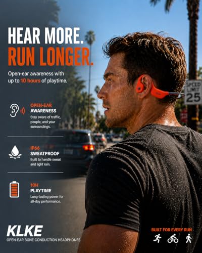 Image of Bone Conduction Headphones for Running with mic and Rear Safety Light