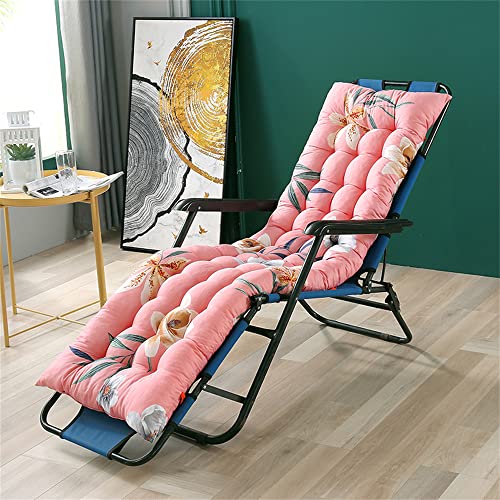 DSAoTeng Sunlounger Cushions Replacement with Top Cover Thick, Garden Bench Cushion Sunbed Rocking Chair Cushion for Indoor Outdoor Garden Patio (Pink Flowers,48 * 120cm)