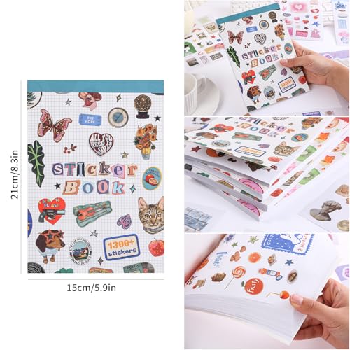 Image of Girl's Korean Sticker Book, Food and Daily Life Theme - 1300+ Cute Dream Style Foodie Stickers, for DIY Scrapbooking Journaling Handbook Decoration Blue