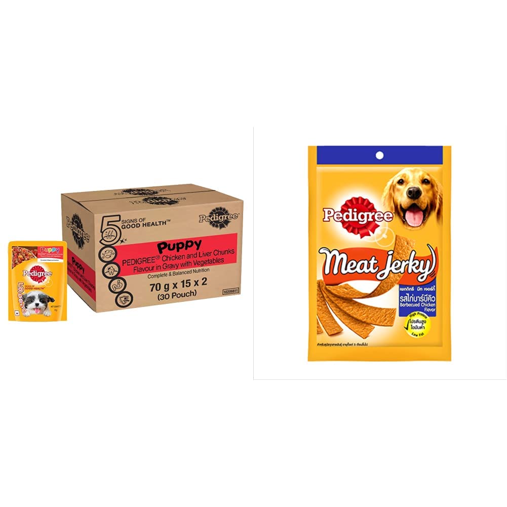See full amazon price history chart for Pedigree Puppy Wet Dog Food, Chicken and Liver Chunks Flavour in Gravy with Vegetables, 30 Pouches (30x70g) & Pedigree Adult Dog Treat Sticks Meat Jerky Stix, Barbeque Chicken, 80 g Pouch Pedigree Puppy Wet Dog Food, Chicken and Liver Chunks Flavour in Gravy with Vegetables, 30 Pouches (30x70g) & Pedigree Adult Dog Treat Sticks Meat Jerky Stix, Barbeque Chicken, 80 g Pouch (B0B8ZL8T6C) Amazon Price History, Amazon Price Tracker