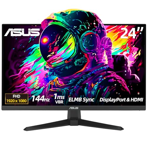 Image of ASUS TUF 24 inch FHD IPS Gaming Monitor, 144Hz, LED Display, 1ms, Adaptive-Sync, 125% sRGB, ELMB Sync, Variable Overdrive, DisplayWidget Center, HDMI, DisplayPort, Speakers, Flicker Free, Wall Mountable