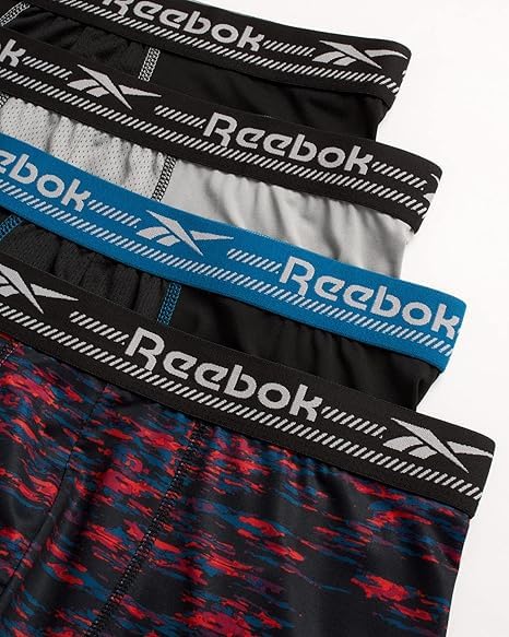 Reebok Mens Boxer Briefs - 4 Pack Moisture Wicking Stretch Performance Mens Underwear Boxers with Contour Pouch (Sizes: S-XL)3