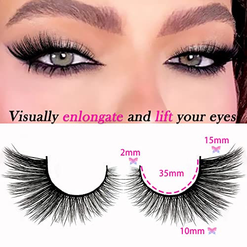 2. Bild von 3D Falsche Wimpern Katzenauge, Cat-Eye Natürliche Künstliche Wimpern Extensions Set, Fox Eye Künstliche Wimpern Natürlich Look, 5 Paare Wiederverwendbar Handgemachte Leichte Faux Mink Wimpern(1-4)