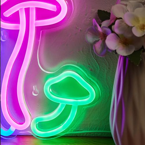 Image of LED Neon Mushroom Cute Neon Sign, USB Powered Neon Signs Night Light, 3D Wall Art & Game room Bedroom Living Room party Decor lamp for Children Kids Girls Boys