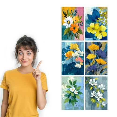 Image of SiddArtify Floral Wall Art Prints Set - Botanical Flower Poster Decor for Living Room Bedroom Office - 12x18 inch Board Pack of 6