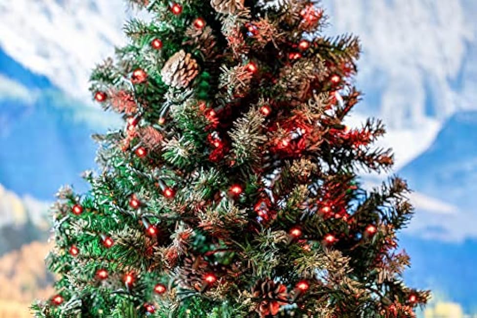 Novelty Lights 34ft 100 LED Red Christmas Lights Outdoor/Indoor, 4 Spacing, Green Wire String Lights for Festive Xmas Lighting, IP55, UL Listed, Dimmable, Connectable