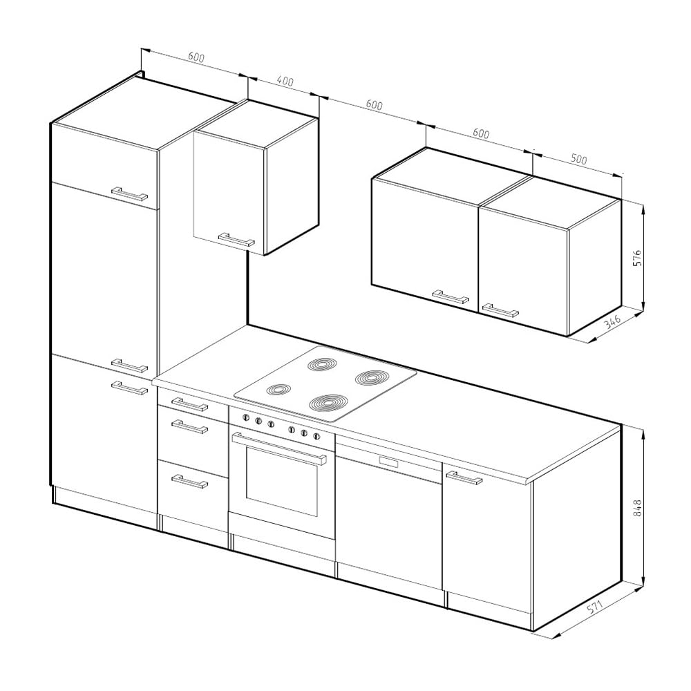 Vicco Cucina componibile Optima, Sonoma/Bianco, 270 cm