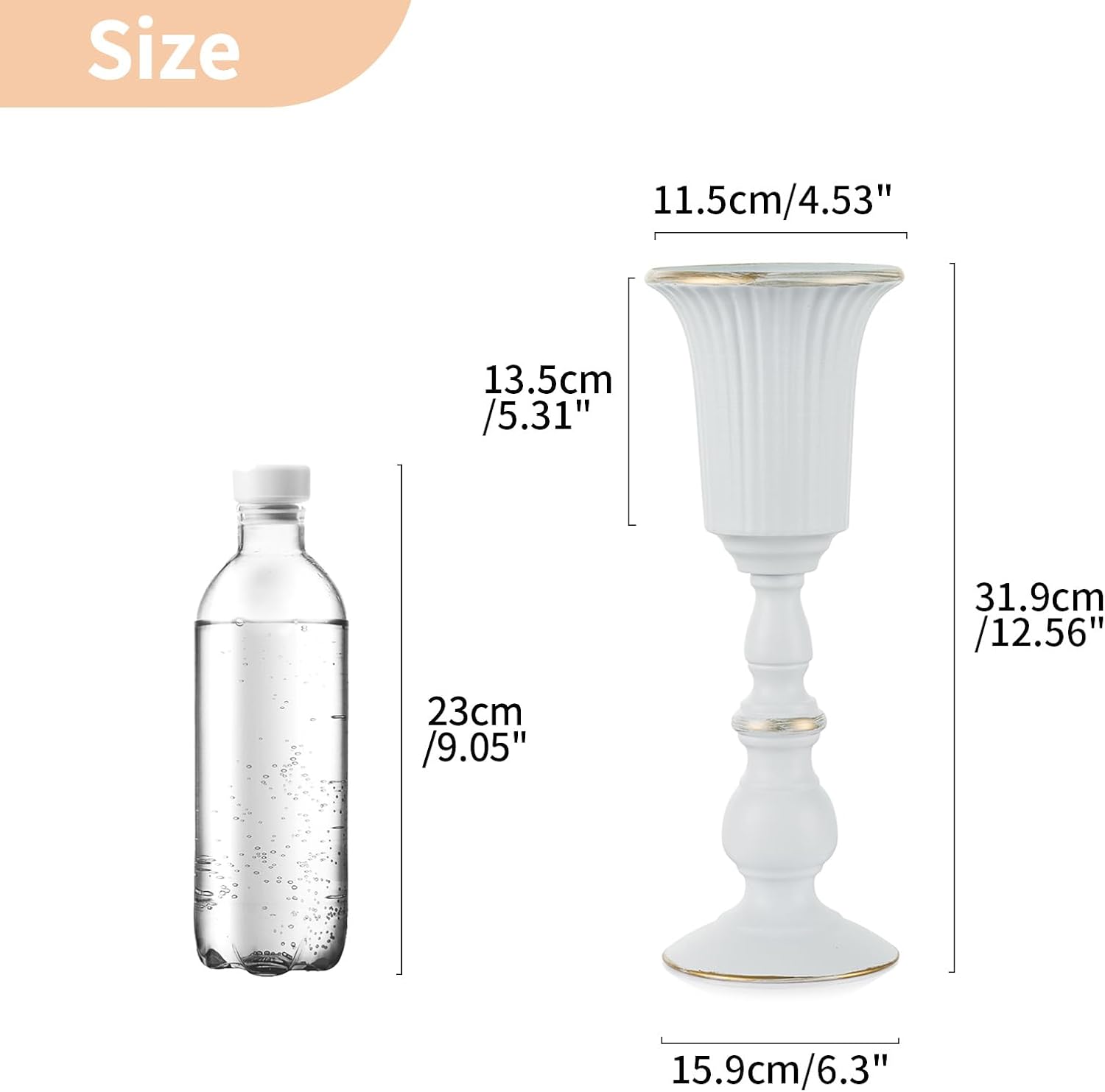 Nuptio 2 Pcs Metal Flower Vase White Table Decorative Centerpiece, Elegant Wedding Centerpieces Vase for Party Anniversary Ceremony Decoration, 31.9cm Tall Artificial Flower Arrangements