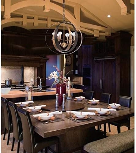 Miniatura 2 de Crystorama Luna - Candelabro grande de 6 luces de bronce y esfera dorada - Lámpara de techo - Candelabros para pasillo, sala de estar, vestíbulo,