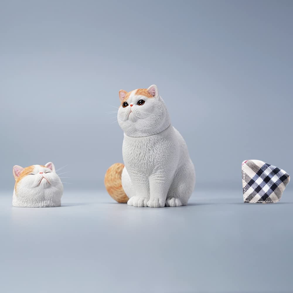 Amazon.co.jp: JXK 交換ヘッド付き猫 フィギュア 樹脂製 猫の置物