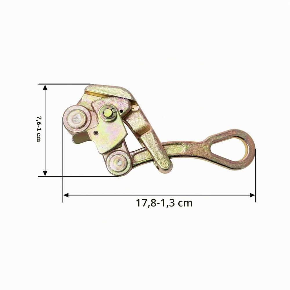 Extractor de Cuerda de Acero con mordaza, Capacidad de tracción de 1 tonelada, Tensor de Cable, Herramienta extractora de Cable de Acero para construcción con y Dispositivo Anti-desgarro