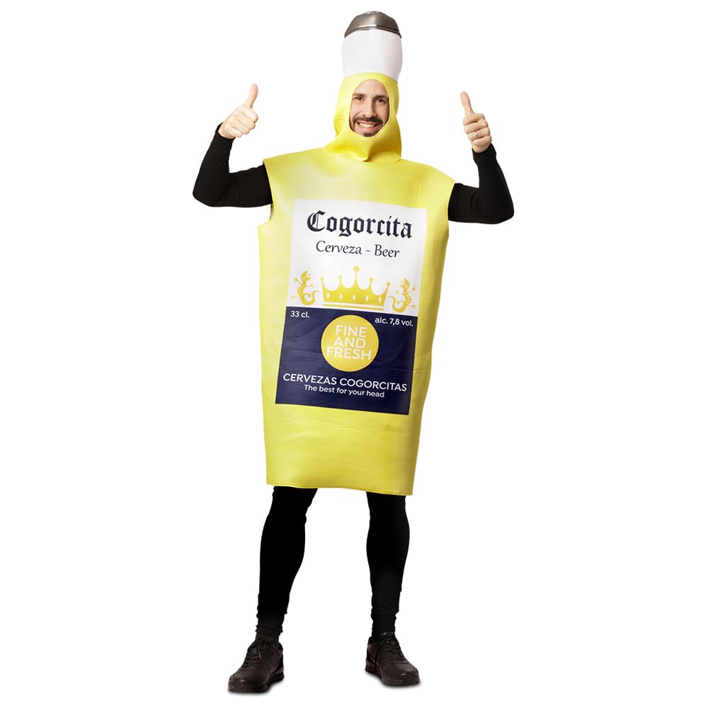MGE - Disfraz de Adulto - Traje Unisex para Fiesta - Disfraz Divertido Mujer y Hombre - Accesorio para Fiestas - Disfraz Botellín Cerveza