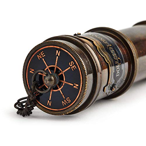 Super7One Handcrafted Telescope | In Box | Functional Vintage Replica Brass Nautical Antique Telescope | Spyglass & Collectible Decor | For Kids | Bookshelf Retro Decor 15 Inches #TOP1