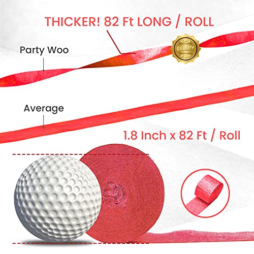Image of PartyWoo Pink Crepe Paper Streamers 6 Rolls 492 ft Pack of Light and Hot Pink Red White Crepe Paper Rolls for Baby Shower Valentine's Day Wedding Birthday Party Decorations (1.8 Inch x 82 Ft /Rolls)