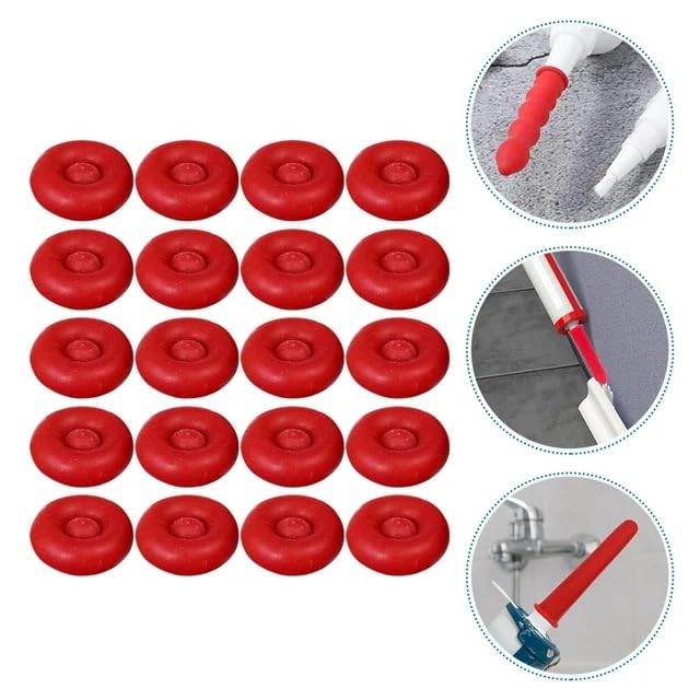 Image of 20Pcs Red Adhesives Sealers Caulk Tip Covers Caulk Cap for Seal Caulking Tubes,Protective Cover Hardware Saver Sealer Caps Nozzle Sealant Protective Throttling, Sealants and Lubricants