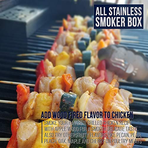 Smoker Box for Gas Grills and Charcoal Kettles - Works with All Pellets and Wood Chips - Professional BBQ Smoke Flavor from Propane or Electric Grilling