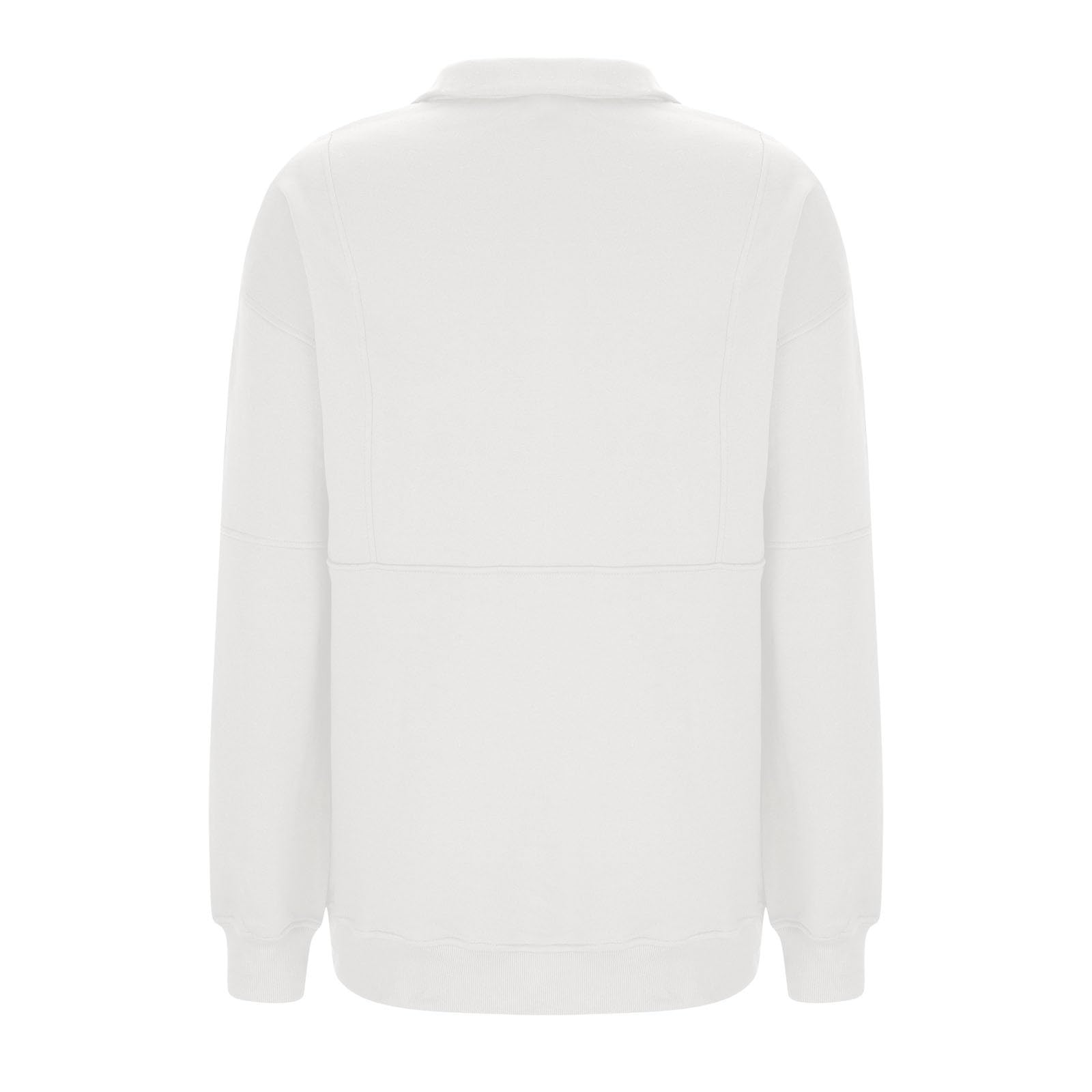 Generisch Sweatshirt Damen Umlegekragen Pullover mit 1/4-Reißverschluss und Taschen Oberteil Langarmshirt Casual Bequem Strickpullover Lässige Weich Tops Regular Fit Klassische Outerwear S-XXL