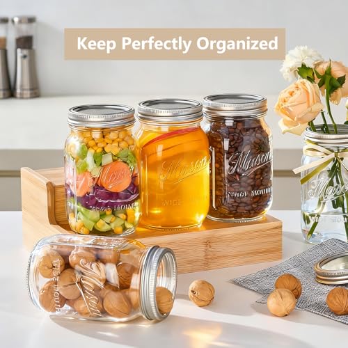 Mason Jars 32 oz,12 Pack Large Wide Mouth Mason Jar with Airtight Lids and Bands|Quart Glass Canning Jars for Pickling, Fermenting and Food Storage Microwave&Dishwasher Safe (12pack) - Image 3