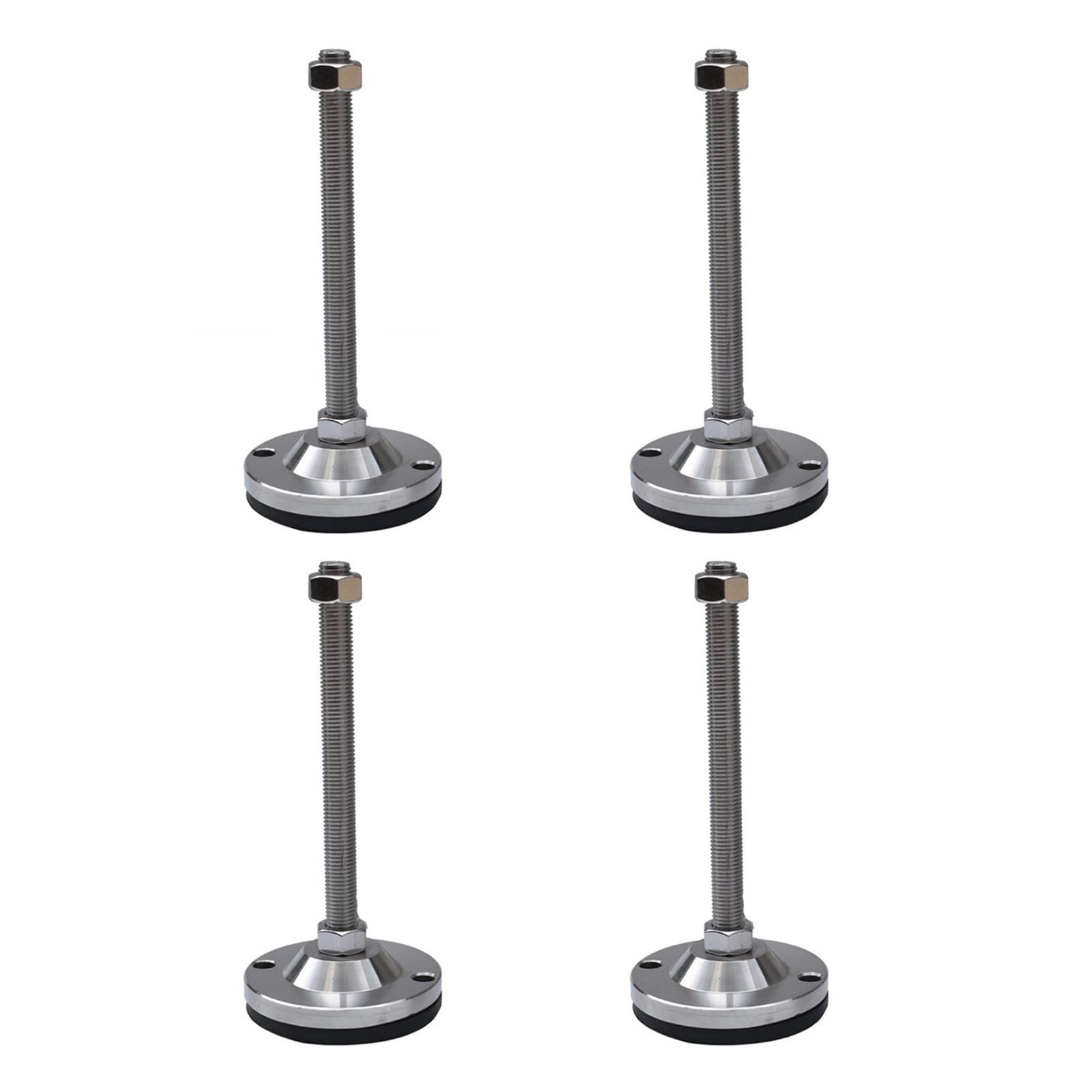 Piedino di livellamento, Piedini di livellamento 4 Pezzi, Supporto Antiscivolo, Regolazione for impieghi gravosi, Acciaio Inossidabile, Argento