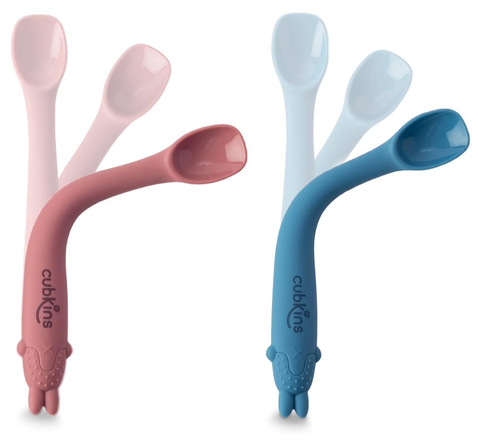 Cubkins Early Feeding Bendable Silicone Spoon Set of 2 for Newborn Babies, Toddlers & Kids | Non-Toxic, Food Safe and BPA Free | Washable and Reusable (Raspberry, Blue Olive)-image-39