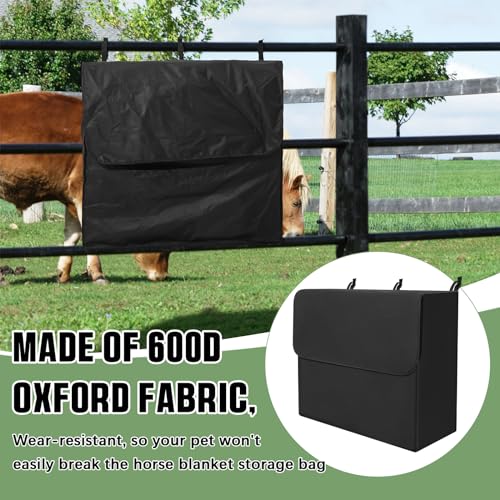 GliCraft 2 peças de bolsa de armazenamento de cobertor de cavalo preto 600D tecido Oxford 600D 61 x