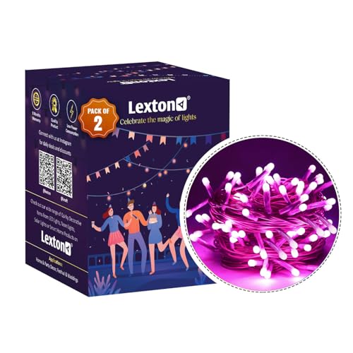Image of Lexton 40 LED Power Pixel Serial String /Fairy Light | Plug Sourced | Suitable for Home & Outdoor Decoration, Diwali, Christmas, Ramadan, Wedding, Party, Festival (Pack of 2, Pink)