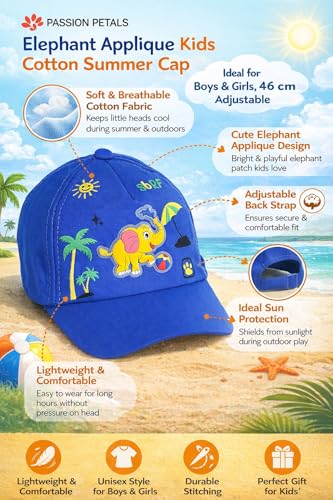 Image of PASSION PETALS Summer Dino Rockstar Baseball Cap for Kids Boys and Girls 2-4Years