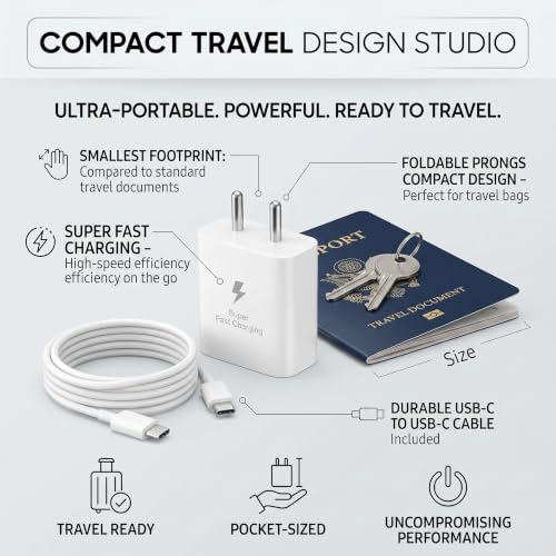Image of Scalebee 45W Fast Charger Type C to C Cable, White | PD 3.0, Super Fast Charging 2.0, Compatible for Samsung Galaxy S24 Ultra S23 S22 Plus A Series