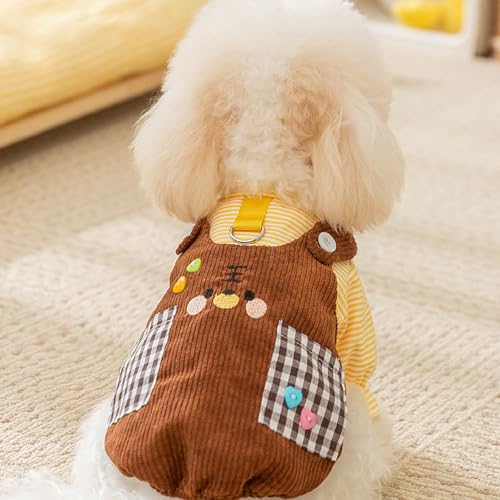 Pantalones de disfraz para perro M amarillo suave con anillo para correa miniatura 6