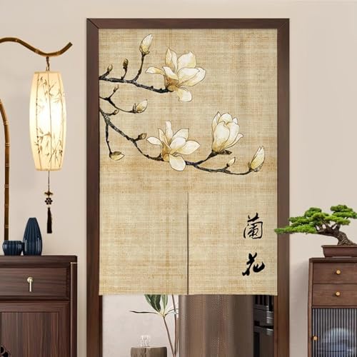 NASFH のれん 中華風 A120*160 ナチュラル 天然素材 花柄 和室 洋室 部屋飾り 間仕切り 目隠し暖簾 和風 インテリア ファブリック 家庭用 店舗用 リビング オシャレ 階段 ドア ホーム仕切り 玄関 カラー14 キッチン