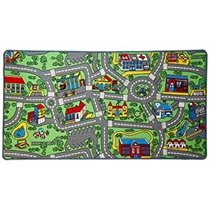 Click N’ Play Kids Mat, Large Area Rug for Kid and Toddler Bedroom or Playroom, Perfect as a Classroom Rug, Fun, Educational, Non-Slip Activity Rug for Boys and Girls with a Road for Toy Cars