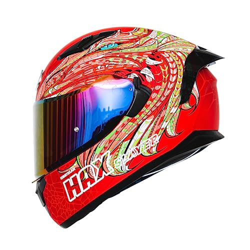 Image of HAX Obsidian Full Face Dual Visor Adult Motorcycle Helmet for Motorbike Street Bike with Pinlock Ready DOT Approved Slayer RED XXL