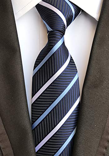Image of Elfeves Men's Modern Striped Patterned Formal Ties College Daily Woven Neckties