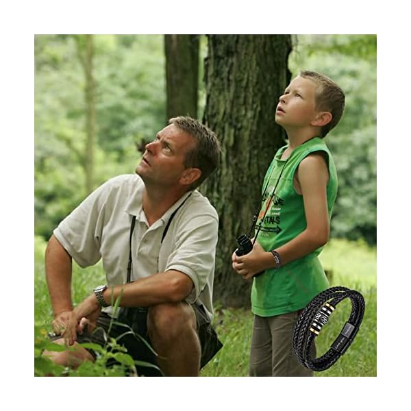 To My Son/To My Grandson Bracelet- "I Will Always Be With You" Braided Leather Bracelet for Men Boys, Stainless Steel Inspirational Wristband, Handmade Mens Braided Leather Bracelet Bangle Wristband (Grandson, Stainless Steel) - Image 4