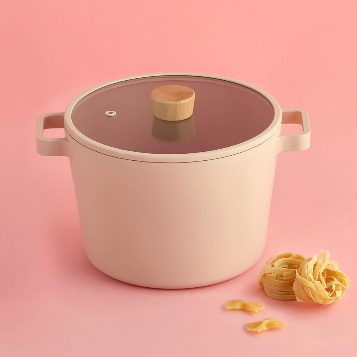 FIKA 4.9 QT Deep Pot With Strainer Insert - Nonstick Ceramic Dutch Oven, Induction Compatible