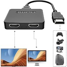 NEWCARE 4K HDMI Splitter 1 in 2 Out, HDMI Cable Splitter for TV Only Mirror Not Extend,HDMI Splitters 1 Male to 2 Female Adapter with EDID Dial, Support 2 TVs Sync Display, HD 3D for LED/LCD Monitor